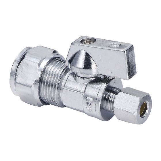 Valve d’arrivée d’eau, horizontale, 5/8" COMP x 3/8" COMP, laiton