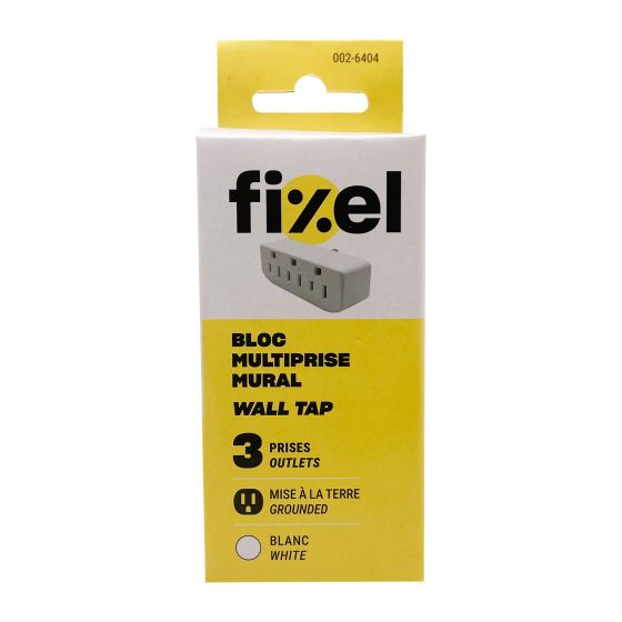 Adaptateur mural, 3 prises, 15A, blanc