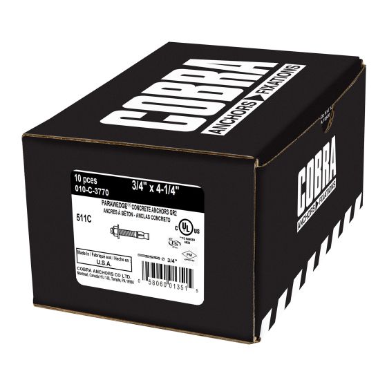 Ancrage, Parawedge, finition zinc, 3/4" x 4 1/4", 10/pqt