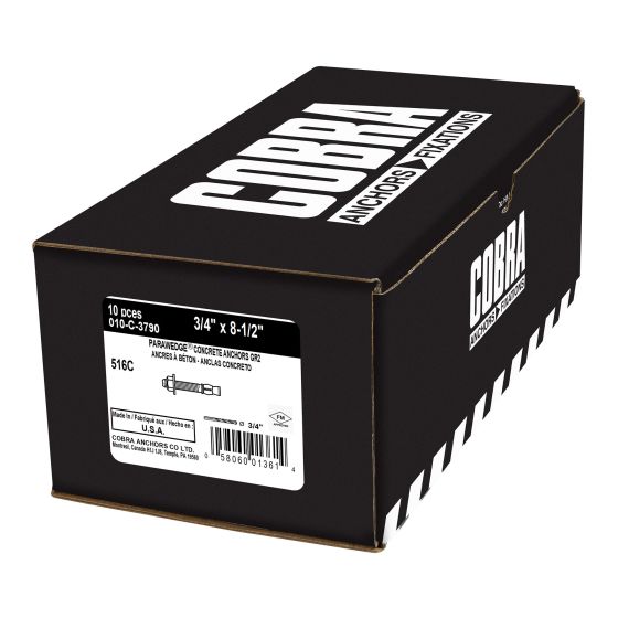 Ancrage, Parawedge, finition zinc, 3/4" x 8 1/2", 10/pqt