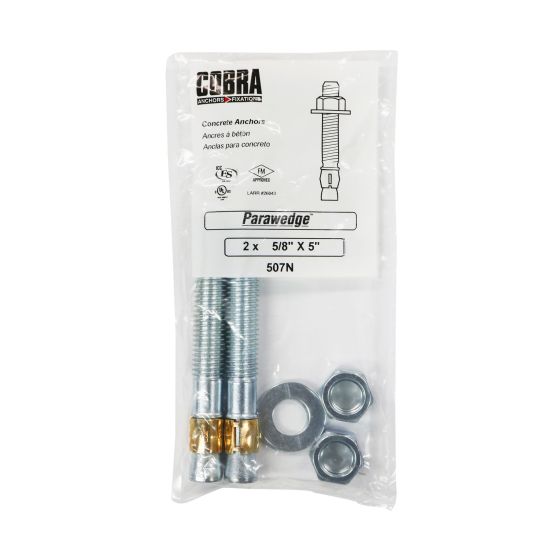 Ancrage, Parawedge, finition zinc, 5/8" x 5", 20/pqt