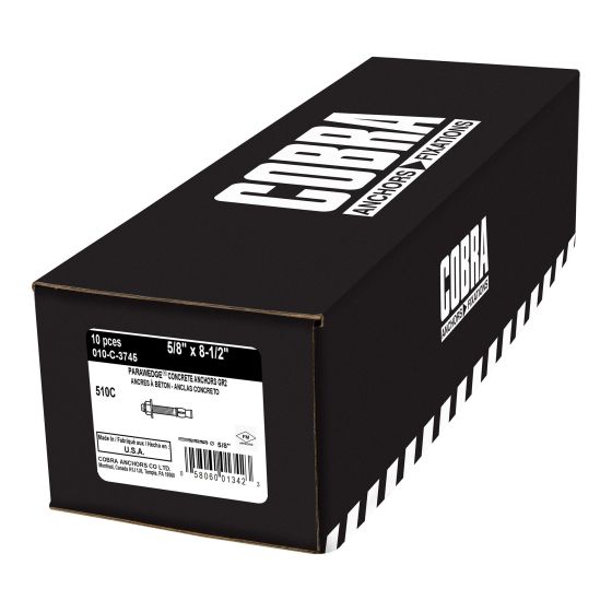 Ancrage, Parawedge, finition zinc, 5/8" x 8 1/2", 10/pqt