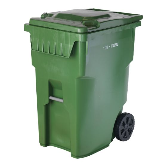 Wheeled Green Bin with American Grip, 10-in Wheels, 240 L