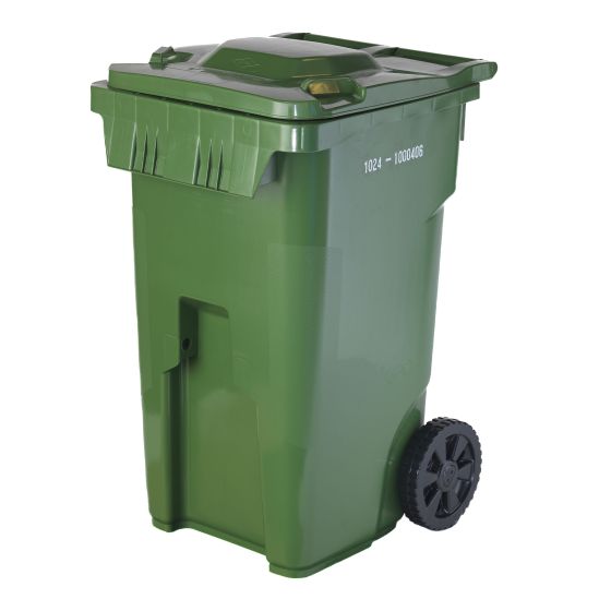 Wheeled Green Bin with American Grip, 10-in Wheels, 240 L