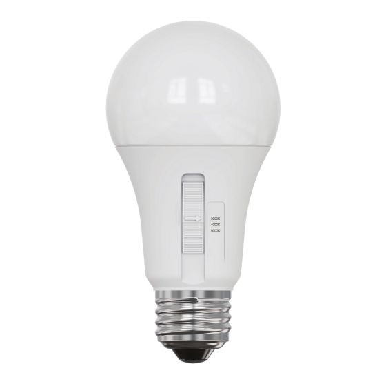 A19 LED Bulb, 3CCT, 6W, 450 Lumens, Dimmable, 2/Pkg