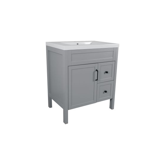 Meuble-lavabo Makala, 30 po, gris