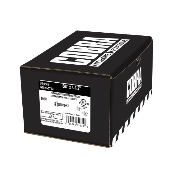 Parawedge™ Concrete Anchors, Zinc-Plated, 5/8 x 4-1/2-in, 20/Pkg