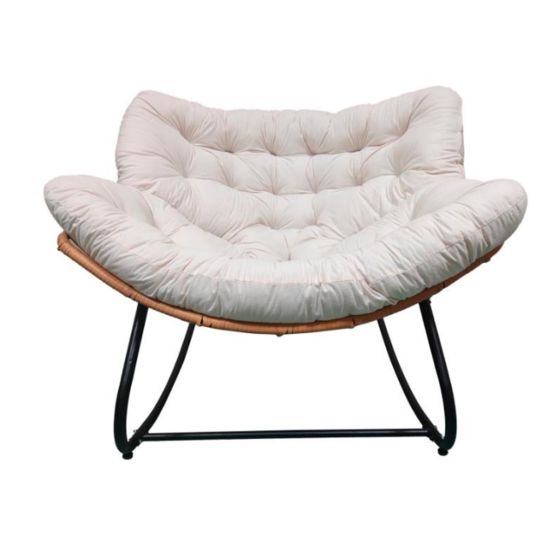 Cosmos Rocking Chair - Steel and Rattan - Black and Cream