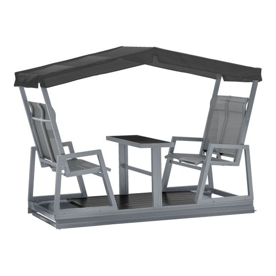 Bastia Garden Swing Chair - 4-Seater With Canopy - Gray/Black