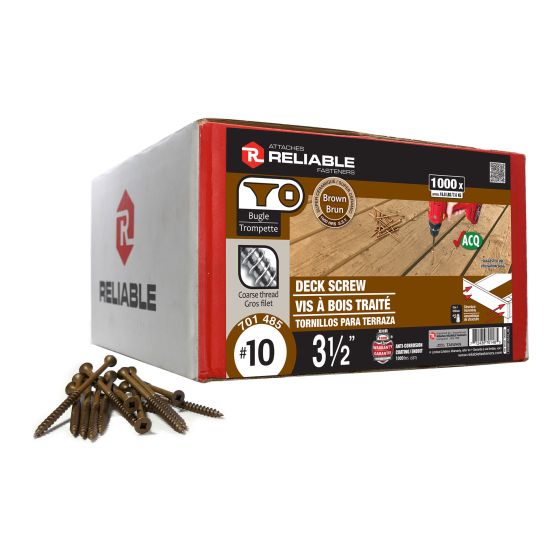 Deck Screws - #10 x 3 1/2" - Brown - 1000/Pkg