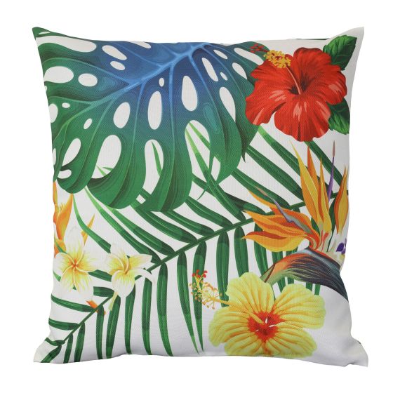 Coussin d'extérieur, motif tropical, 16" x 16"