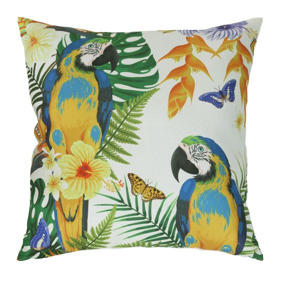 Coussin d'extérieur, motif exotique, 16" x 16"