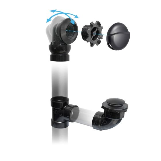 Ensemble bonde et trop-plein, 1 1/2", réglable, fini noir