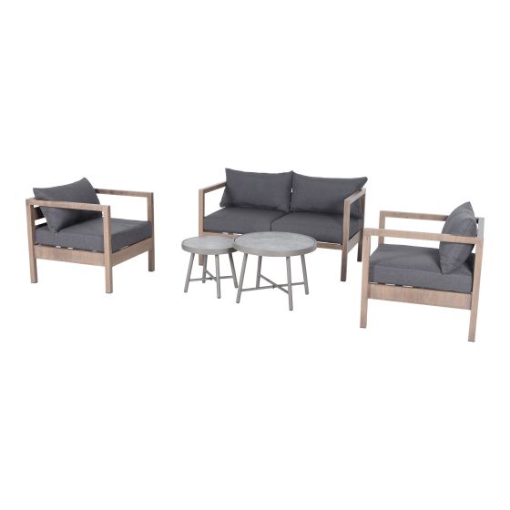 Naos Conversation Set - 5-Piece - Steel Frame - Wood-Look Finish