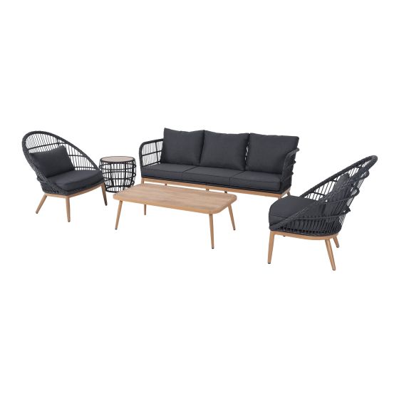 Estelle Conversation Set - 5-Piece - Aluminum and Wicker