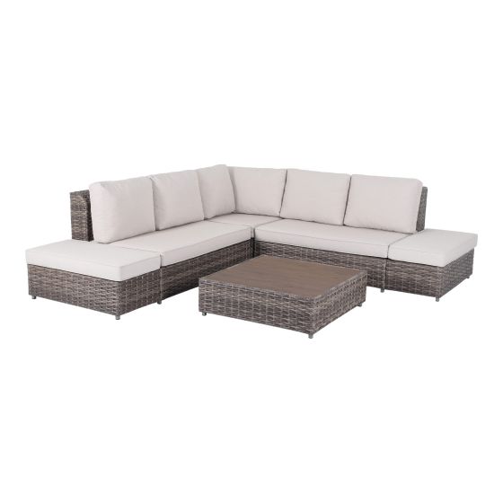 Gemini Sectional Lounge Set - 4-Piece - Aluminum and Wicker