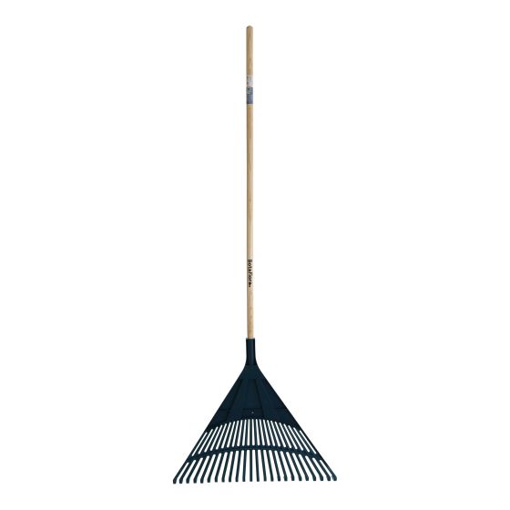 Leaf Rake - 24 Tines, 65" Wood Handle - Matte Navy Finish