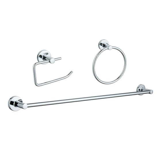 Bathroom Hardware Kit - 3 Pieces - 24" Bar - Chrome