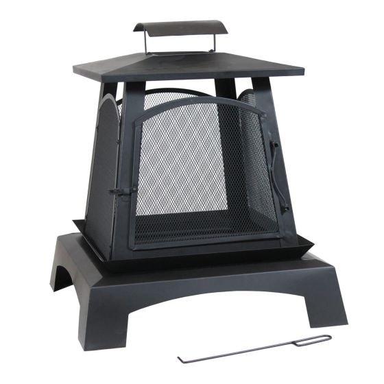 Foyer au bois carré Saphira, 30" x 30" x 31,9", acier