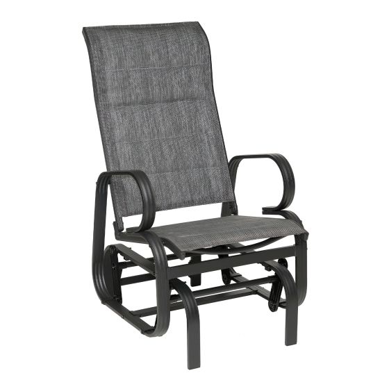 Calais Single Glider Chair - Aluminum Frame - Padded - Dark Grey
