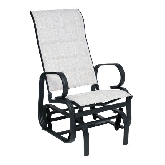 Calais Single Glider Chair - Aluminum Frame - Padded - Light Grey