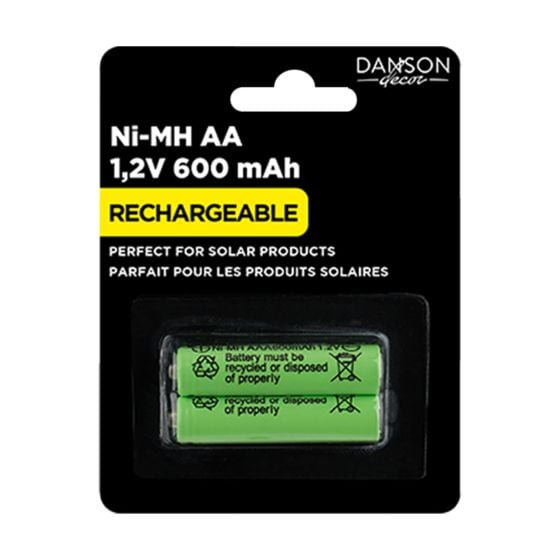 Piles rechargeables AA, 1,2V, 600mAh, 2/pqt