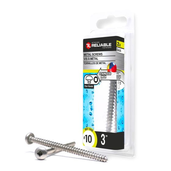Metal Screws - Self-Tapping - Type A - #10 x 3" - 2/Pkg