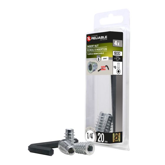 Type D Joint Connector Nuts - 1/4" x 20 mm - 4/Pkg