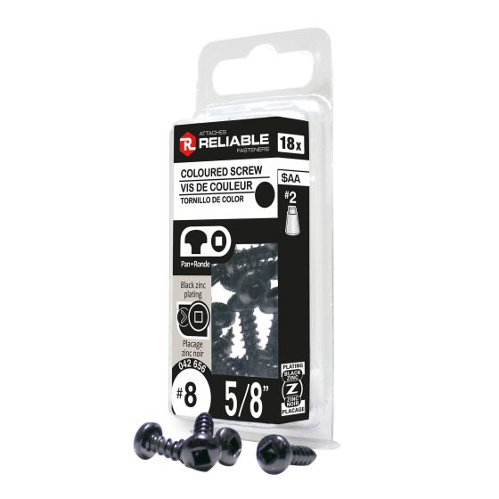 Metal Screws - #8 x 5/8" - Self-Tapping - Type A - Black - 18/Pkg