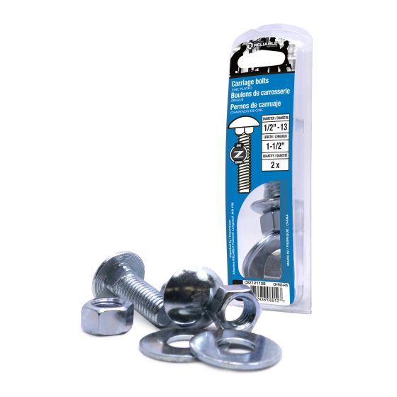 Carriage Bolts - 1/2" x 1 1/2" - Zinc-Plated - 2/Pkg