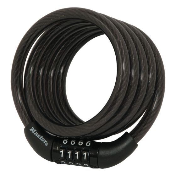 Antivol Vélo à Câble Master Lock - 1.8m - Combinaison 4 Chiffres Personnalisable - Câble Acier Tressé 13mm