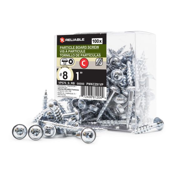 Wood Screw - #8 x 1" - Coarse Thread - Zinc-Plated - 100/Pkg