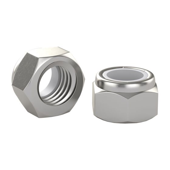 Nylon Lock Nuts - 1/2" - Stainless Steel - 2/Pkg