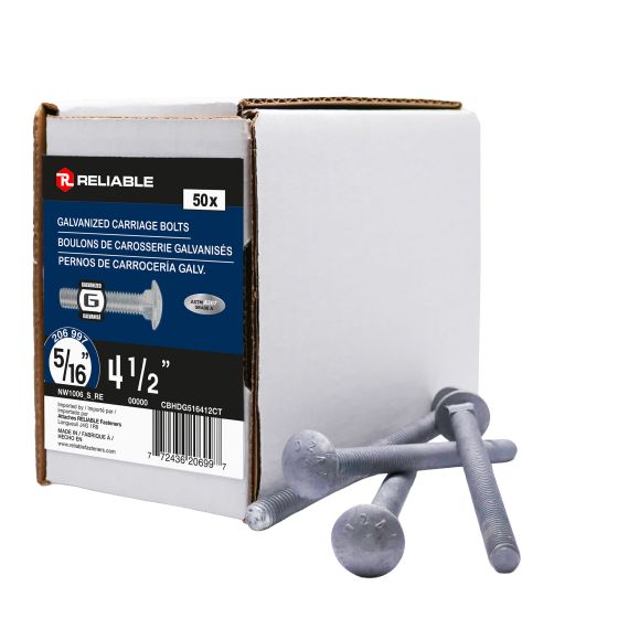 Carriage Bolts - 5/16" x 4 1/2" - Hot-Dip Galvanized - 50/Pkg