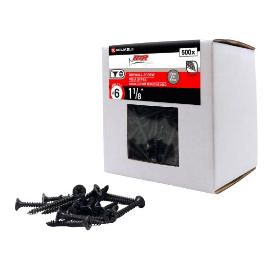 Drywall Screws - #6 x 1 1/8" - Fine Thread - Type S - Black - 500/Pkg