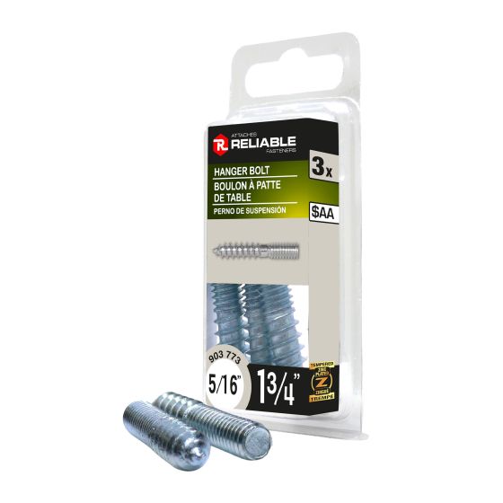 Hanger Bolts - 5/16" x 1 3/4" - Zinc‑Plated - 3/Pkg