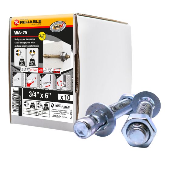Ancrages à coin pour béton, 3/4" x 6", 10/pqt