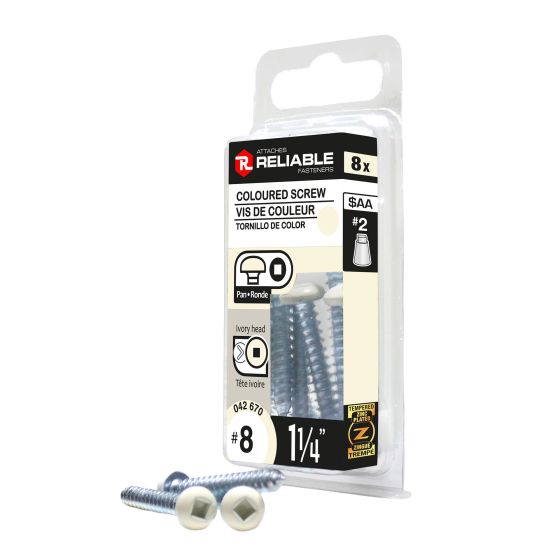 Metal Screws - #8 x 1-1/4" - Self‑Tapping - Type A - Zinc-Plated - 8/Pkg