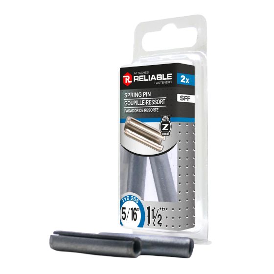 Spring Pin - 5/16" x 1 1/2" - High-Carbon Steel - 2/Pkg