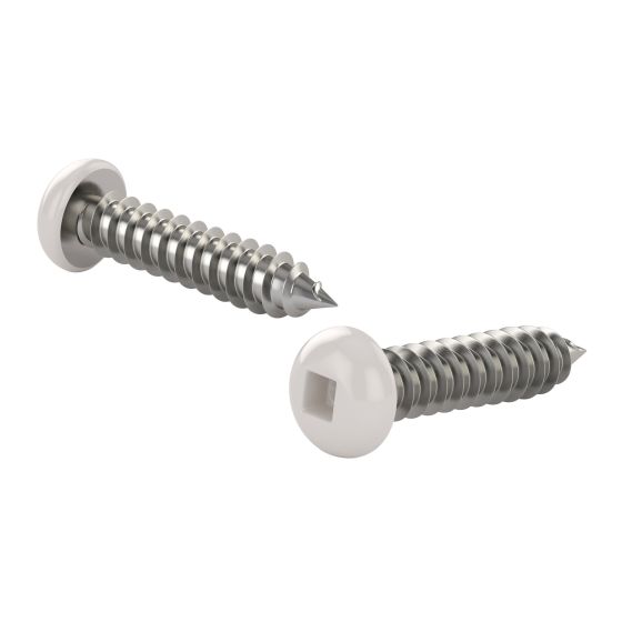 Stainless Steel Metal Screws - #8 x 1 1/2" - Type A - White - 100/Pkg