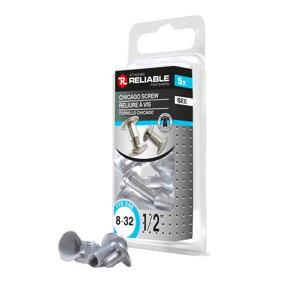 Chicago Screws - Aluminum - 8-32 x 1/2" - 5/Pkg