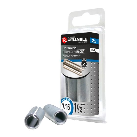 Spring Pin - 7/16" x 1 1/2" - High-Carbon Steel - 2/Pkg