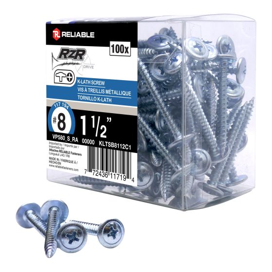 Metal Drywall Screws - #8 x 1-1/2" - Type S - 100/Pkg
