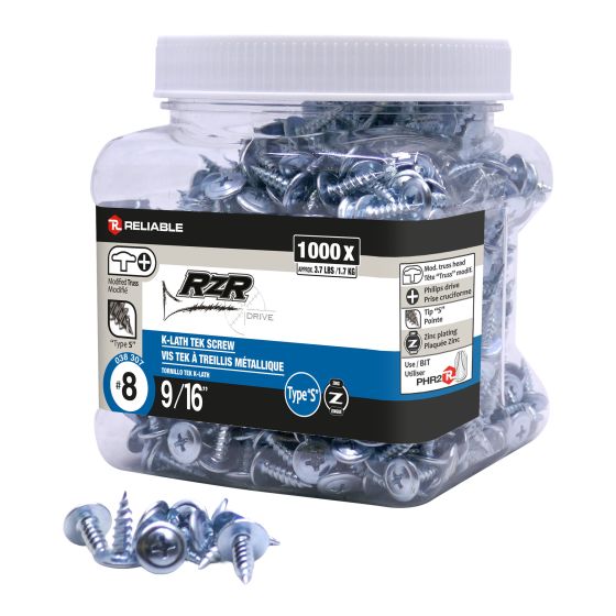 Metal Drywall Screws - #8 x 9/16" - Type S - 1000/Pkg