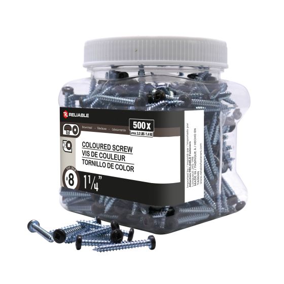 Metal Screws - #8 x 1-1/4" - Self-Tapping - Type A - Brown - 500/Pkg