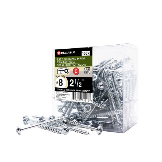 Wood Screws - #8 x 2-1/2" - Coarse Thread - 100/Pkg