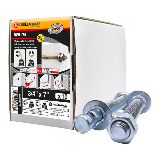 Wedge Anchors - 3/4" x 7" - 10/Pkg