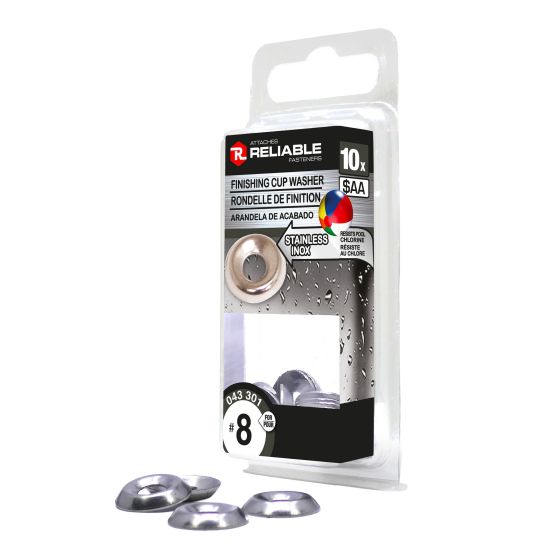 Stainless Steel Finishing Washers - #8 - 10/Pkg