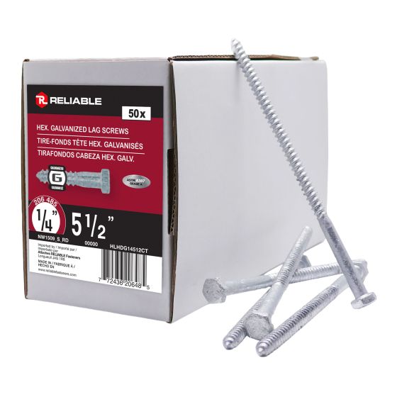 Lag Bolts - 1/4" x 5 1/2" - Galvanized - 50/Pkg