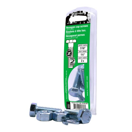 Bolts with Nuts and Washers - 7/16" x 1 1/4" - Grade 2 - 2/Pkg